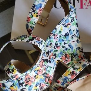 Ellia white multi colored wedge shoe